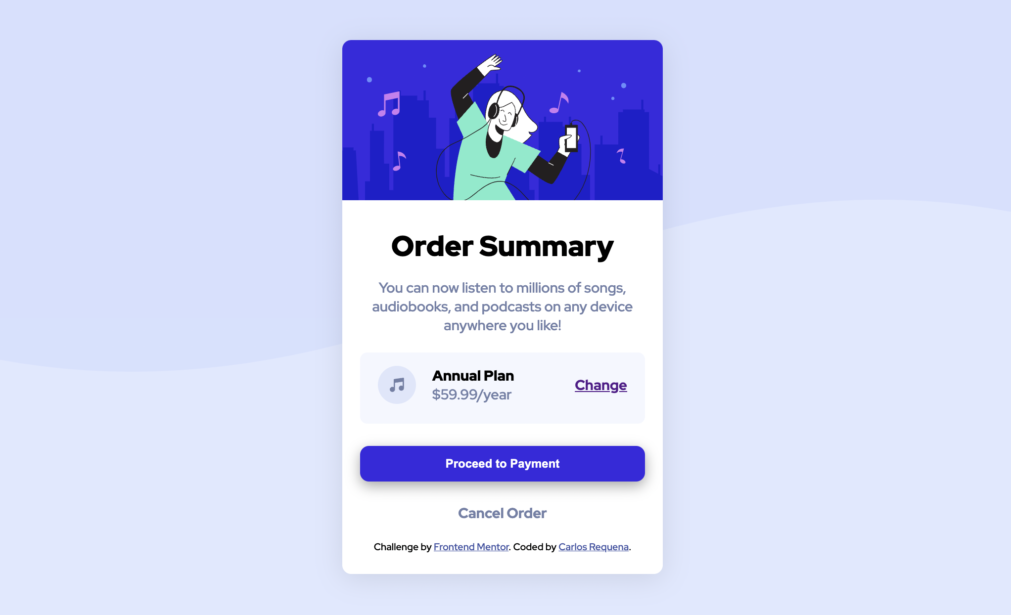 An Order Summary/Website Thumbnail